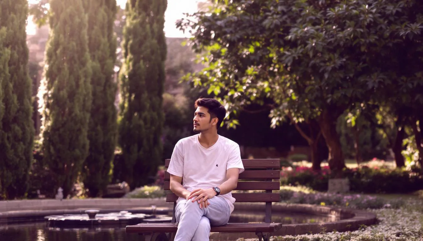 Uma pessoa está sentada em um ambiente tranquilo, refletindo sobre sua saúde mental e lidando com suas preocupações e sintomas de ansiedade. A cena transmite uma sensação de calma, enquanto a pessoa busca entender melhor seu estado emocional e a gravidade de seus transtornos.